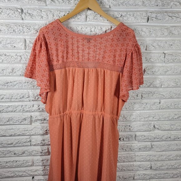 Torrid Womens Dress 3 3X Plus Sheath High Low Orange Swiss Dot ORA10E - Picture 7 of 12